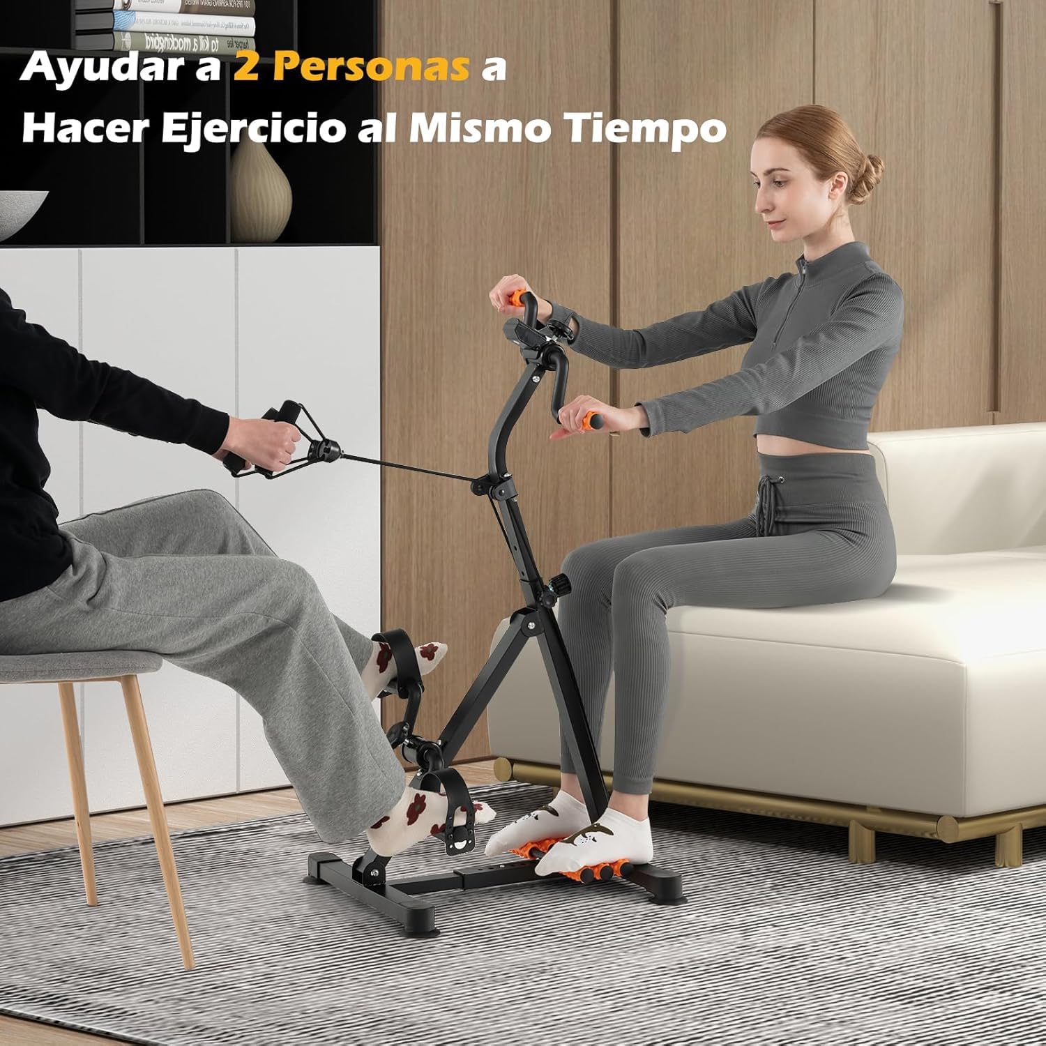 GYMAX Pedales Estaticos, Pedales Estaticos Personas Mayores de Brazos y Piernas, Pedaleador para Ancianos con Pantalla LCD, Resistencia Altura Ajustable, Ejercicio, Rehabilitación para Personas Mayore