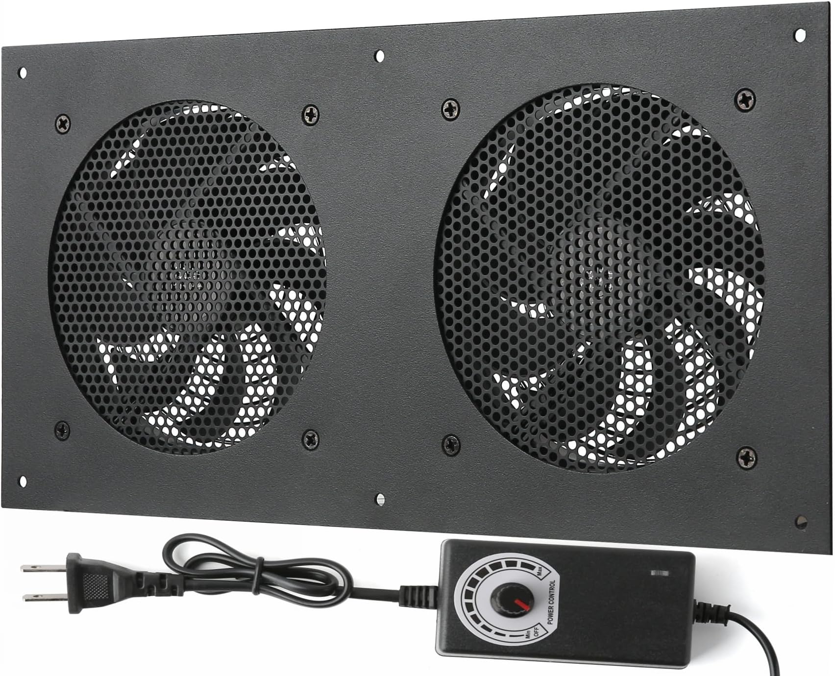 Nalle Quiet Cooling Fan System 12" with 10 Speed Control,Cabinets Fan for Home Theater AV Cabinets Plant House Pet Kennel Greenhouse Cooling- 2 Pack Fan Integration
