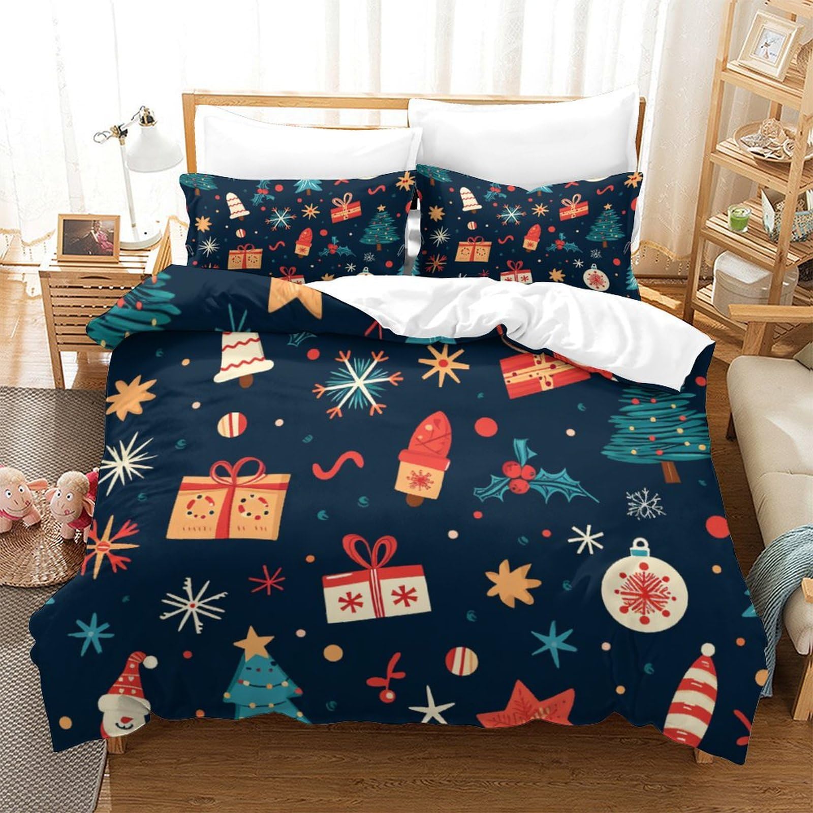 Housse de couette Noël grand format 3 pièces, cadeau idéal pour ados