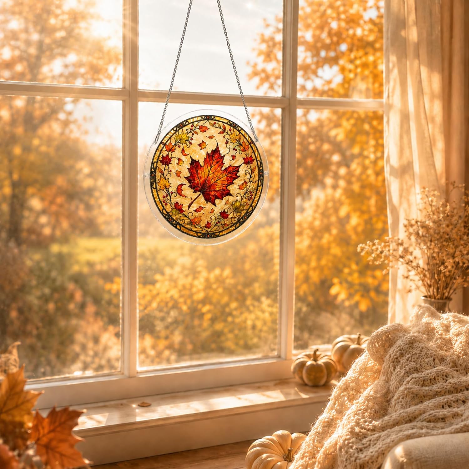 Maple Leaf Acrylic Suncatcher Puzzle, Fall Puzzle, Hanging Autumn Decor
