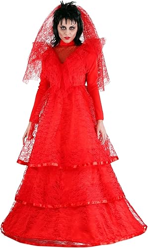 Disfraz de vestido de boda gótico rojo Rojo