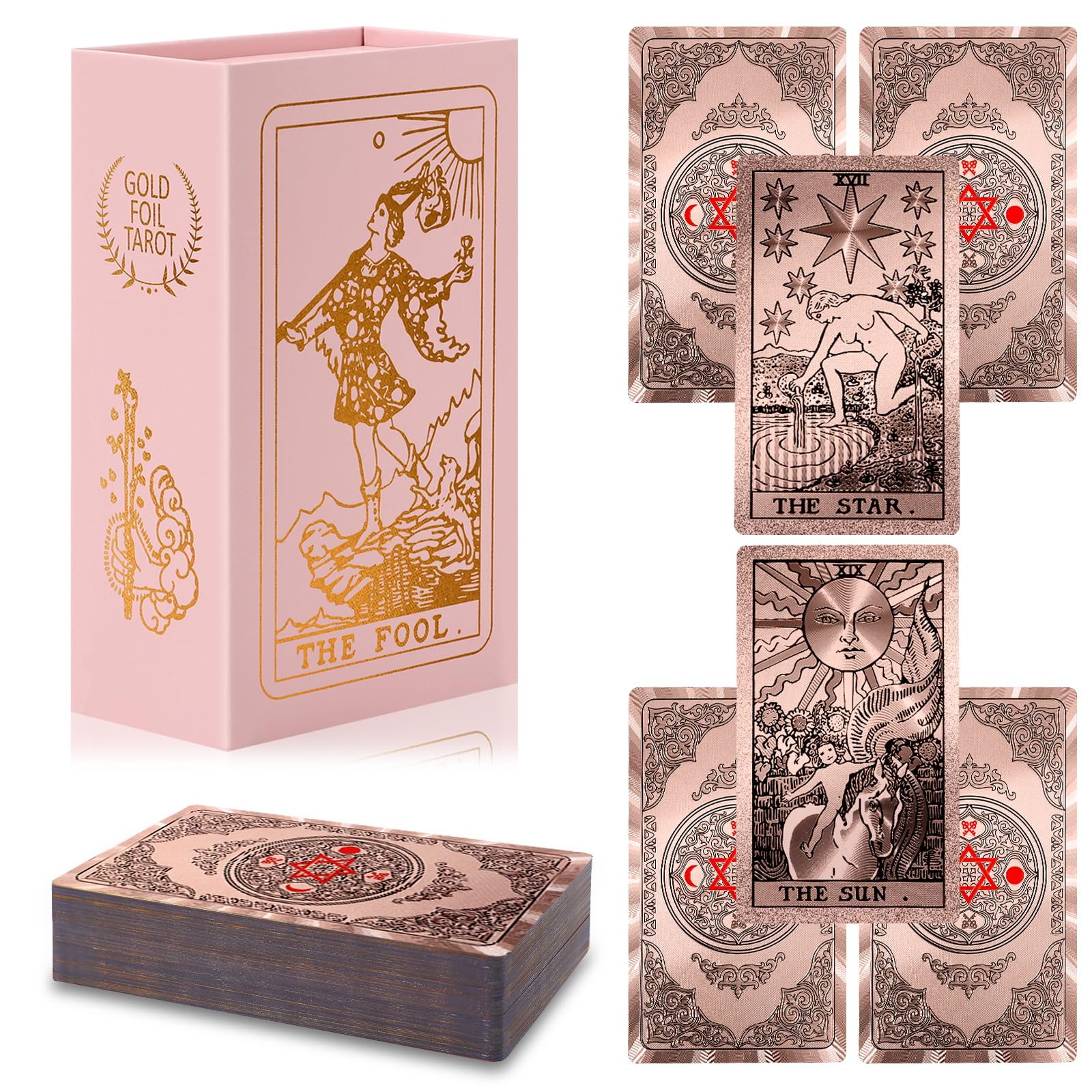 lrjrizzo Waterproof Tarot Cards with Meanings on Them Gold