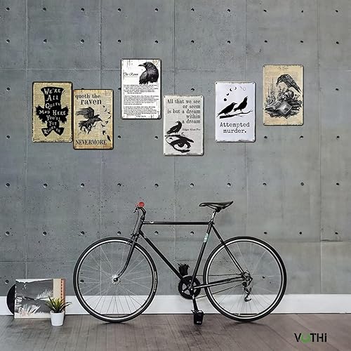 Miniatura 5 de VOTHI Cartel de lata divertido de cuervo, carteles góticos, decoración pagana Wiccana, decoración de cocina de bruja, decoración de cuervo de