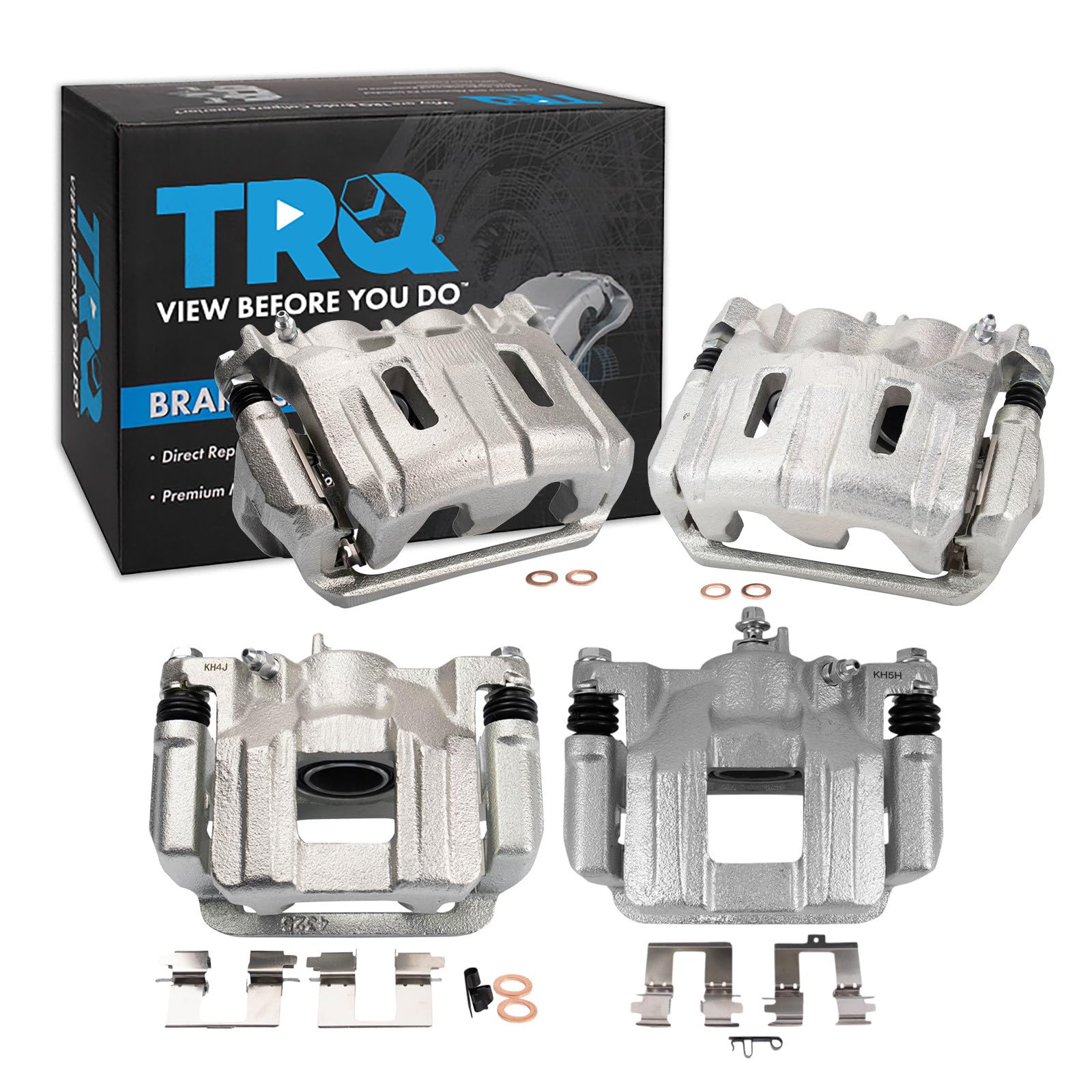 TRQ Front and Rear Brake Caliper Set Caliper Brackets Hardware Compatible with 2011-2017 Honda Odyssey