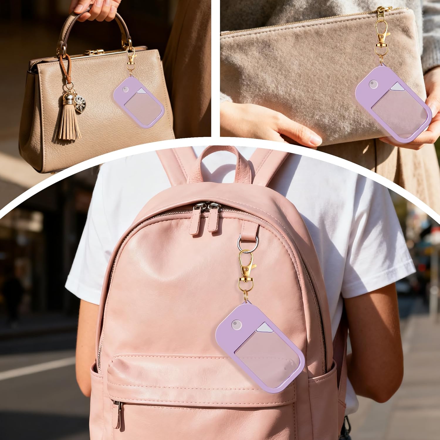 2 Pack Silicone Case for Touchland Hand Sanitizer Spray 1 FL OZ/30 mL, Purple & Pink Portable with Keychain, Protective Cover Compatible with Touchland - Image 3