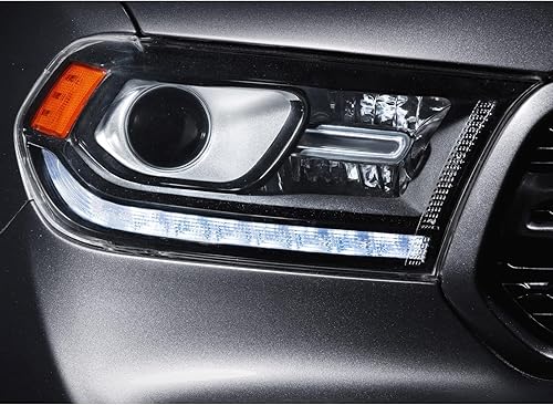 Miniatura 4 de FIONE - Halógeno solo para Dodge Durango faros delanteros 2016 2017 2018 2019 2020 repuesto cromado faros interiores con luces LED diurnas laterales