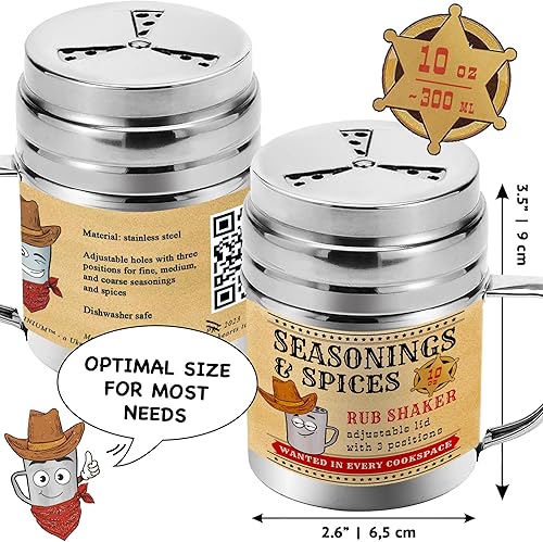 Miniatura 4 de CUSINIUM Coctelera de especias de condimentos de 10 onzas, coctelera para barbacoa en seco, draga de cocina con tapa y mango ajustables estilo