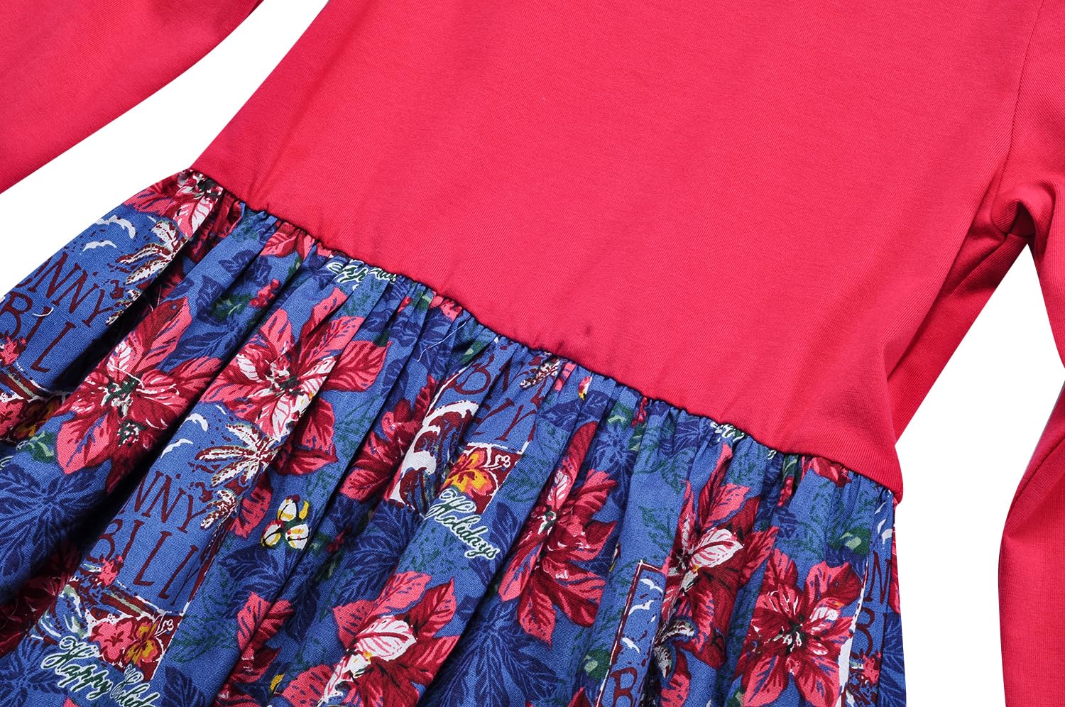 BONNY BILLY Vestido Niña Fiesta Casual Algodón Jersey Floral Corto Invierno Manga Larga