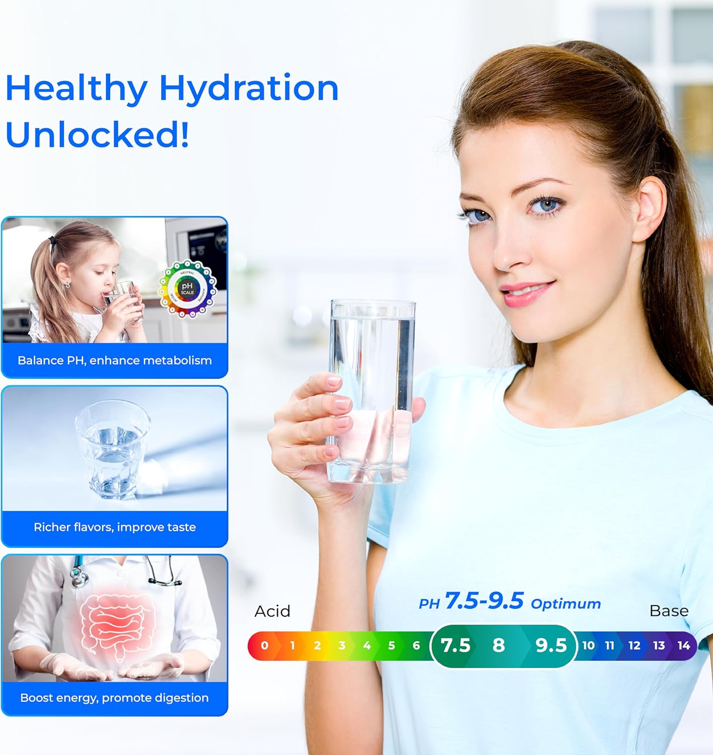 Waterdrop ALK35 𝐀𝐥𝐤𝐚𝐥𝐢𝐧𝐞 Water Filter, Alkaline Filter for Reverse Osmosis System, pH Balance and Restore Minerals for RO Filter, Under Sink Water Filter, 1/4" Quick Connect