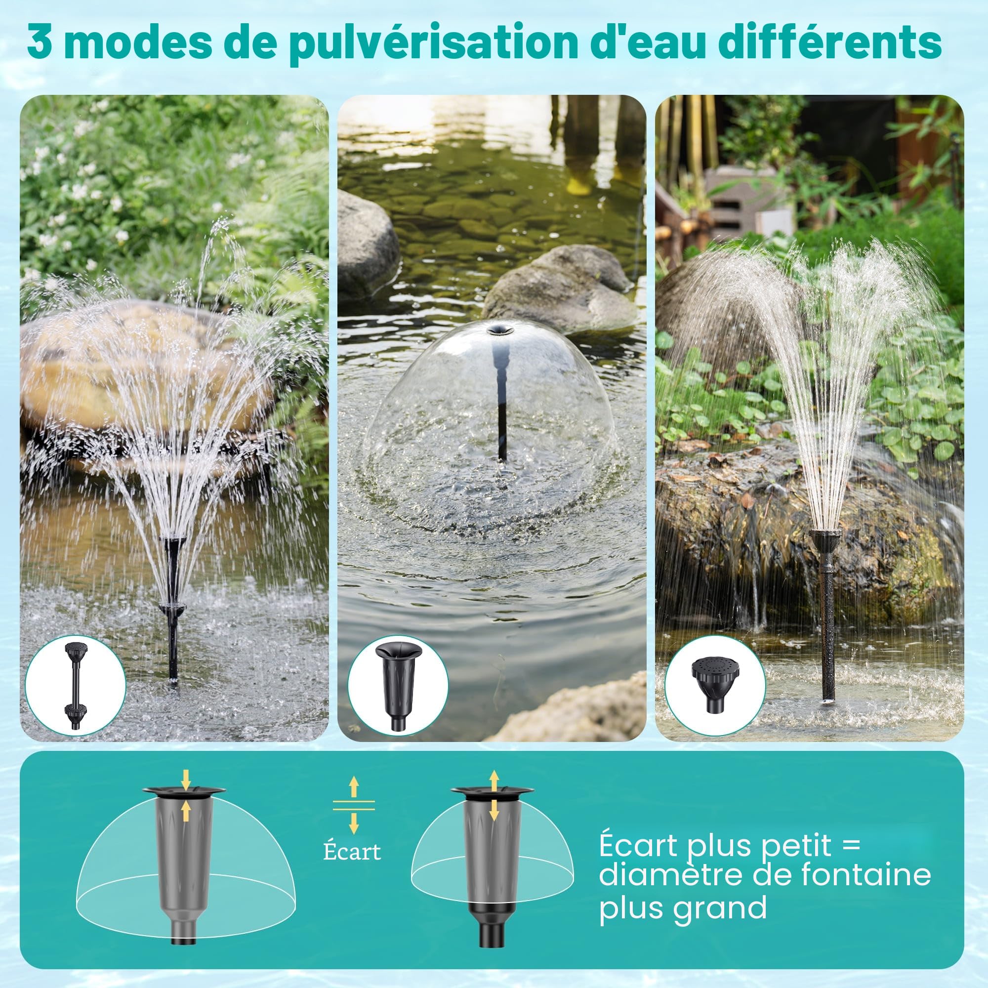 Pompe de Filtration de Bassin 40 W 2500 l/h, Filtre Tout-en-Un Valve Buses, Nettoyage 4000 l