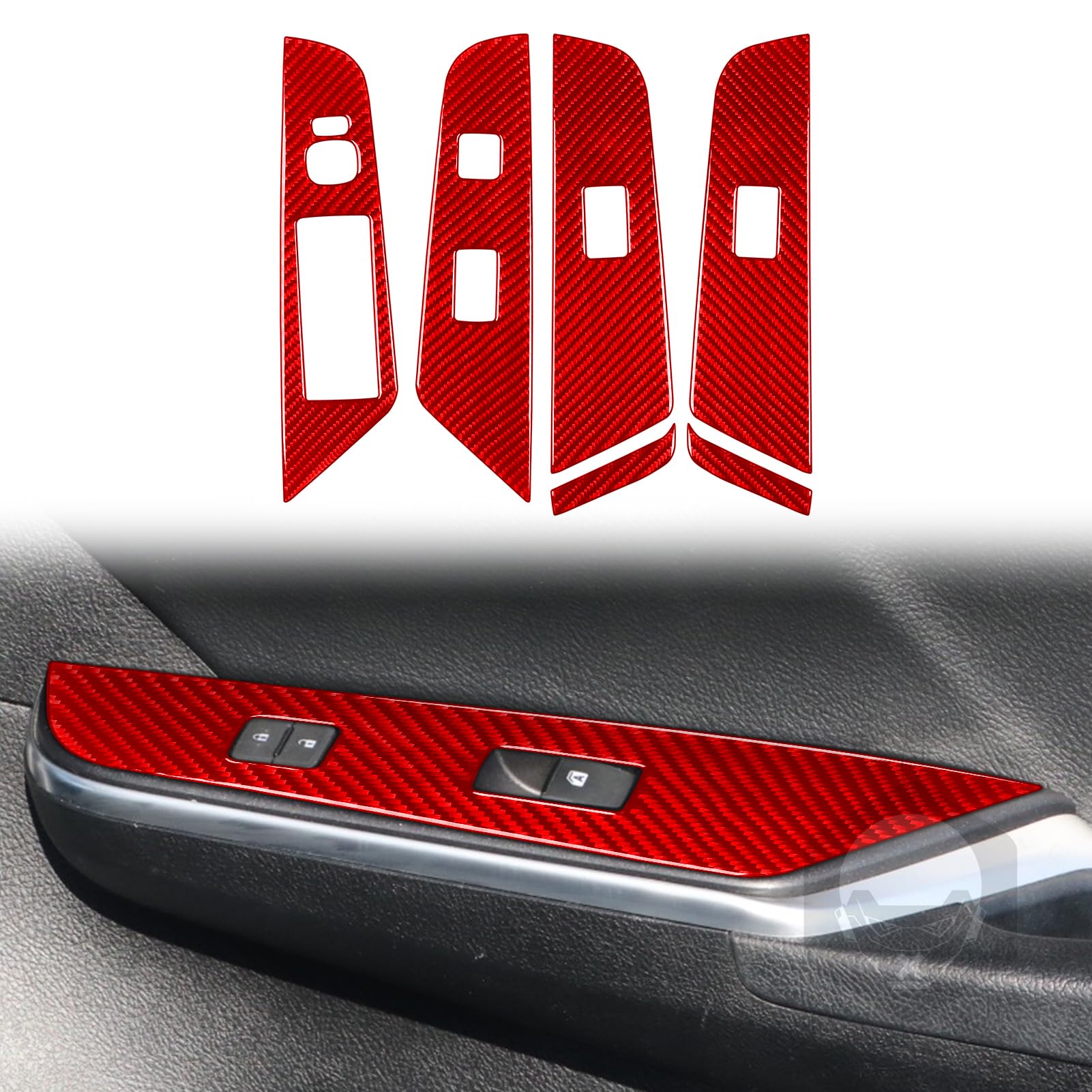 Real Premium Carbon Fiber Car Window Lifter Switch Panel Cover Car Interior Trim Compatible with Toyota Camry 2015 2016 2017 Accessories Decorative