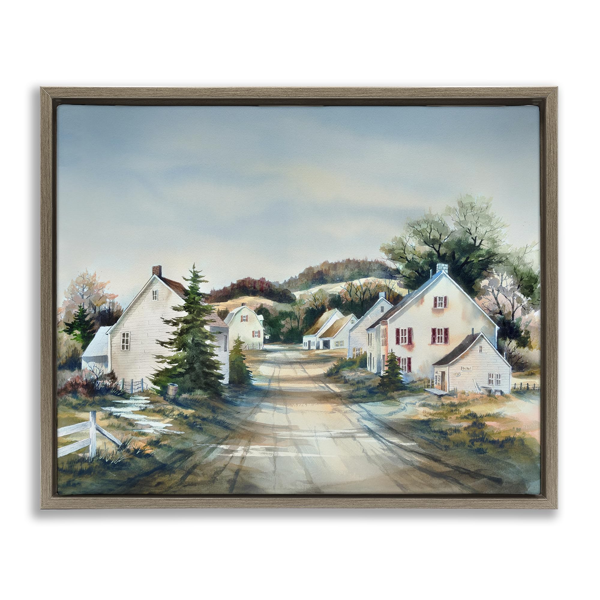 Stupell Industries Montalcino Elm (Textured) Tranquil Village Road And Houses, 24 X 30 Inch Canvas In Floater Frame