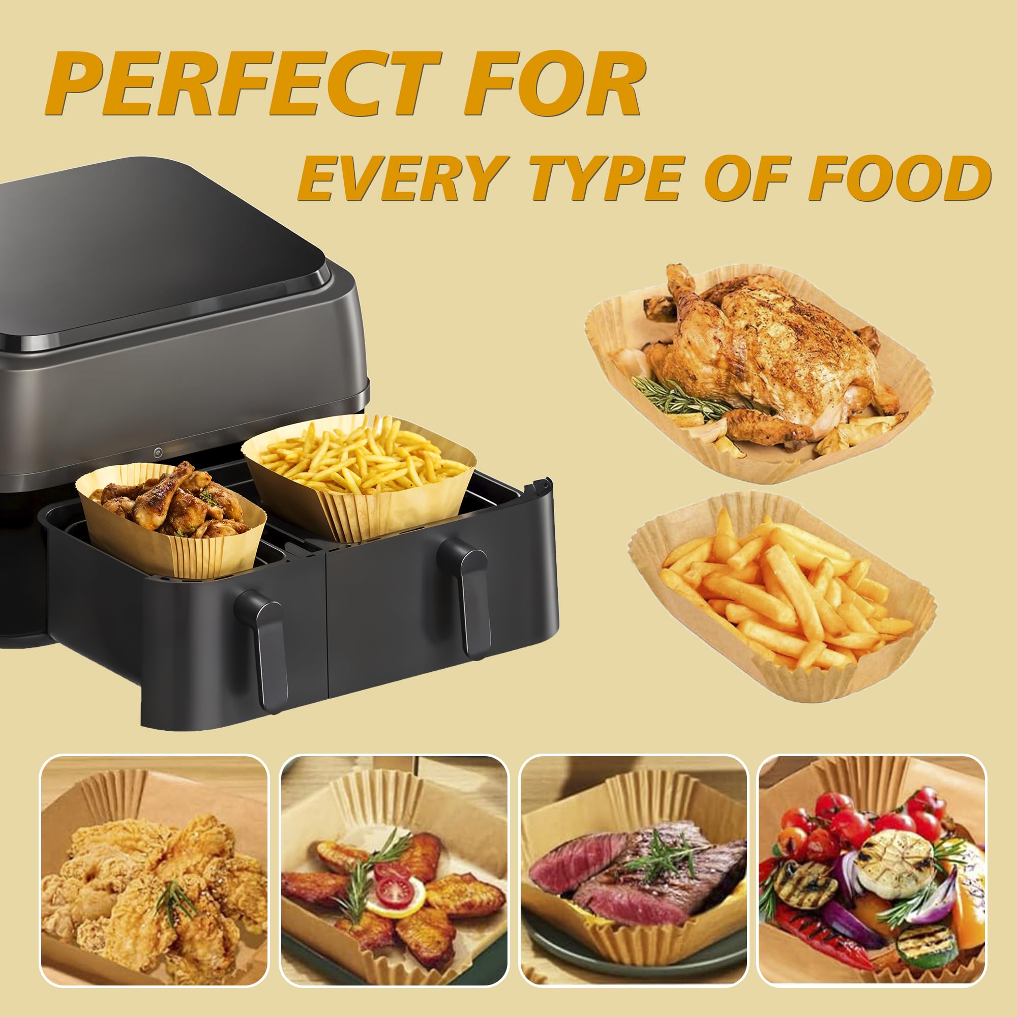 Air Fryer Pieczenia Papieru do Philips Air Fryer 6L/3L Dual Basket NA350/NA550, 150 Sztuk Frytkownicy Na Gorące Powietrze Akcesoria do Tefal EY9018 Dual Easy Fry 5,2L/3,1L & Cecotec 5.5L/3.5L