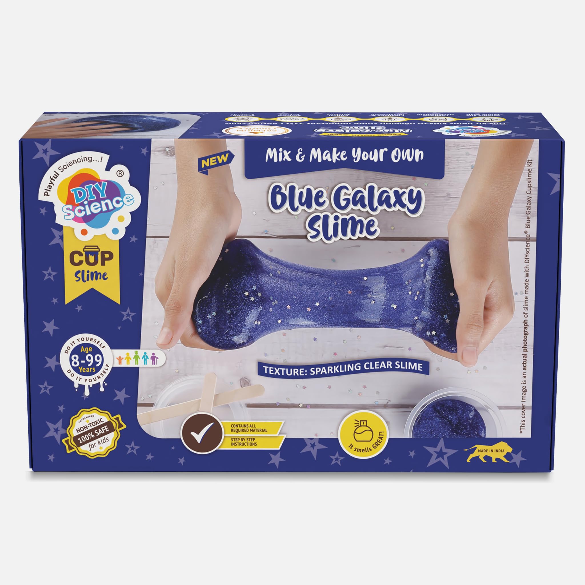 Blue Galaxy Slime Kit, 8+ Years, Make Super Shiny and Stretchy Slime in 4 Easy Steps, Scented PVA Slime Glue, Activator Gel, Exotic Stars & Glitters