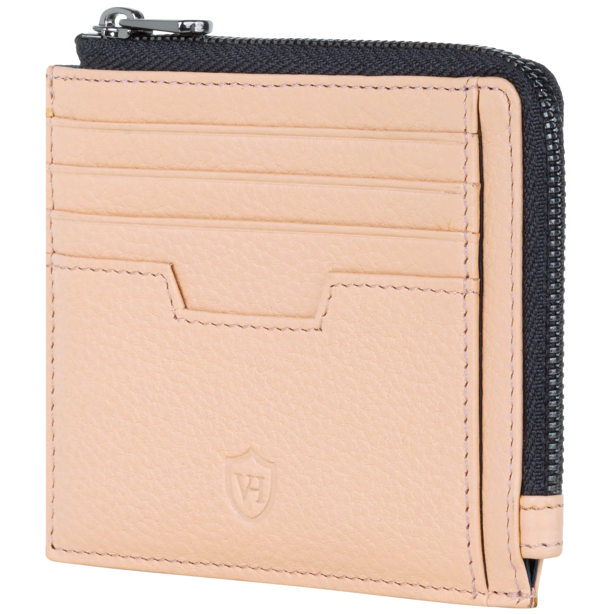 VON HEESEN Leder Kartenetui Geldbörse Herren & Damen Kreditkartenetui (Medium, Rose)