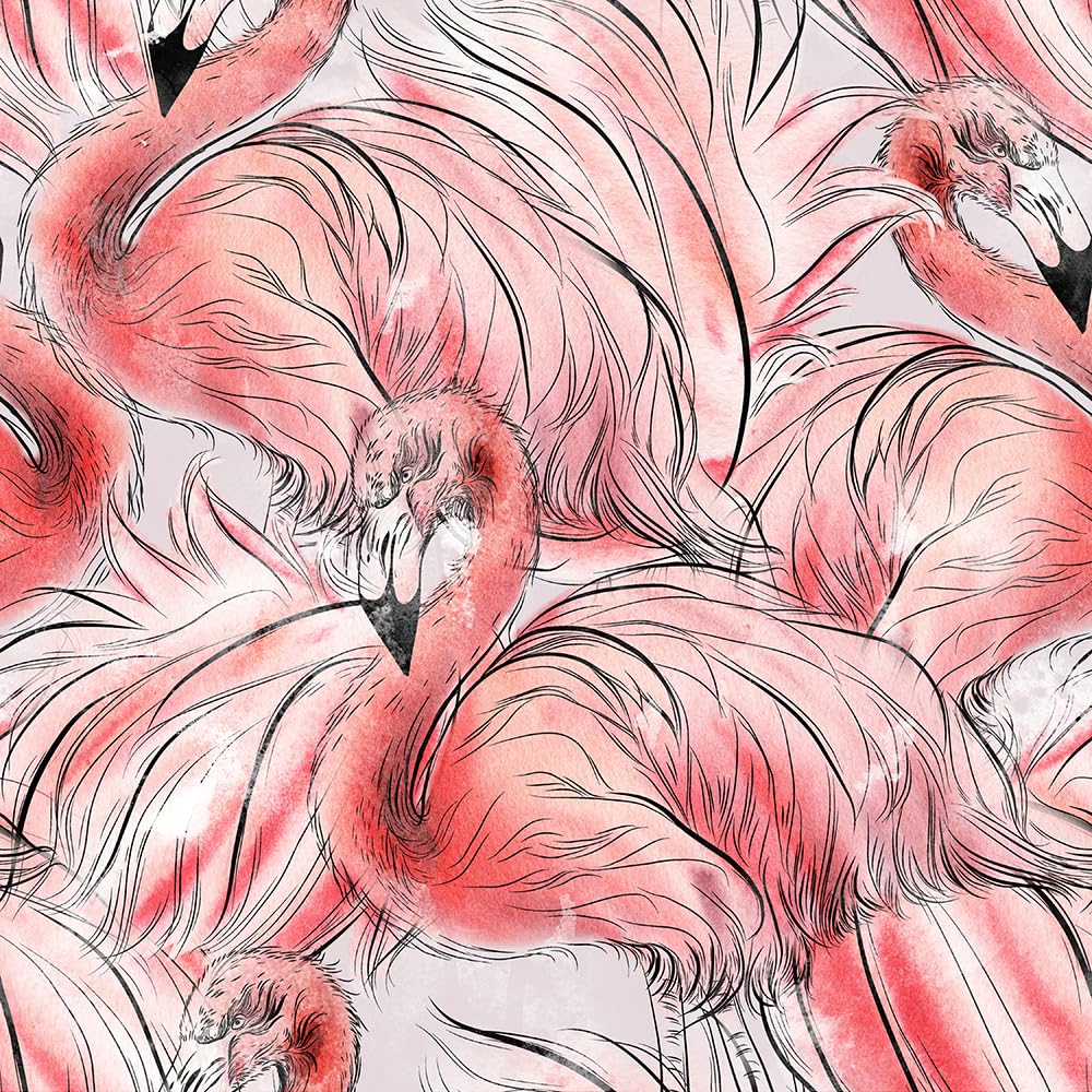 REDAMANCY Watercolor Pink Animals Flamingo Abstract Peel and Stick Wallpaper Vintage Wall Paper Stick on Contact Paper Easy Peel Off for nightstand Drawer Renter Friendly 17.7"x236"