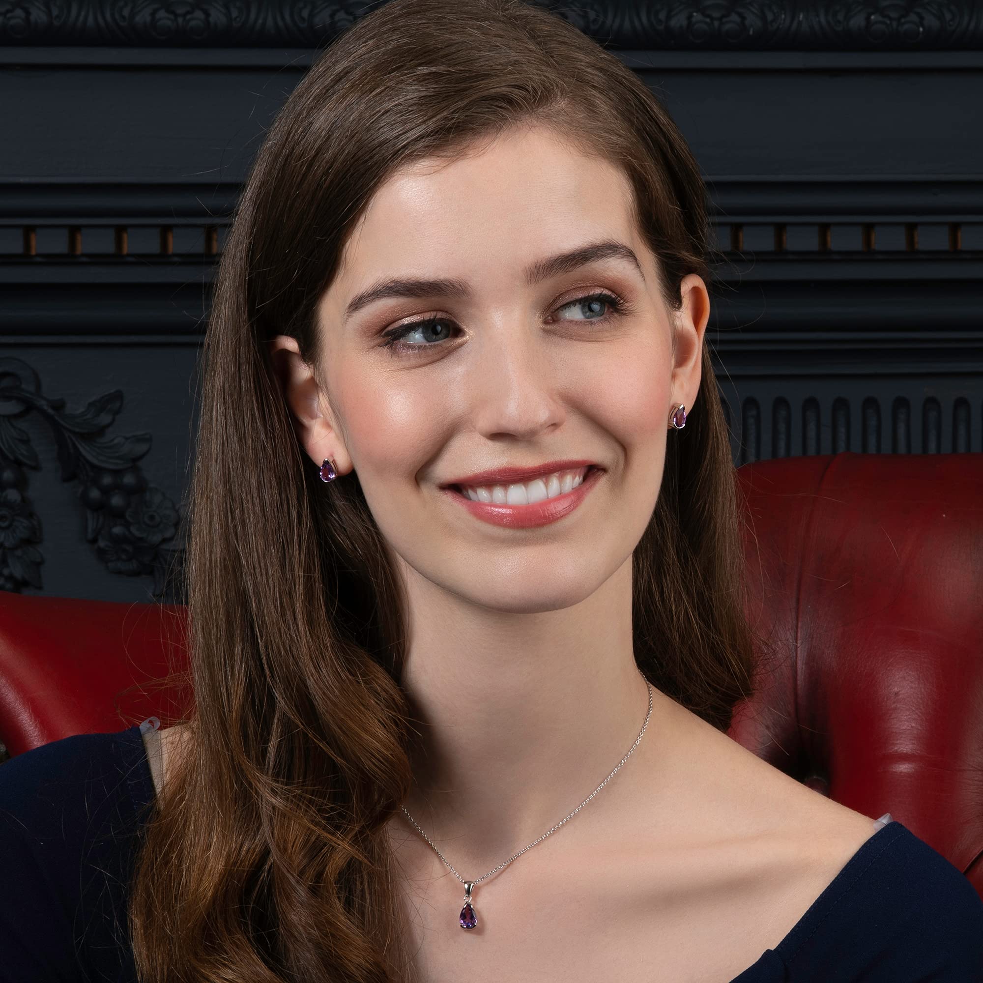 namana Collar de plata de ley 925 para mujer con piedras semipreciosas, collar de piedras preciosas naturales para mujer, collar con colgante de plata 925 para mujer con piedras naturales en forma de