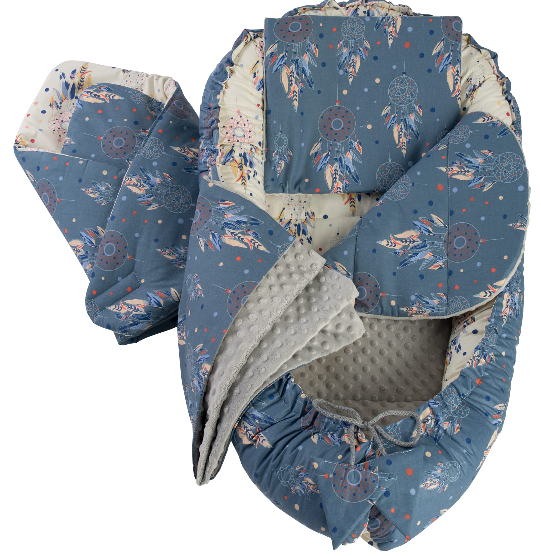 5pcs Set with Baby Nest 90x50cm Removable Insert Flat Cushion Blanket Butterfly Pillow for Babies 100% Cotton Medi Partners