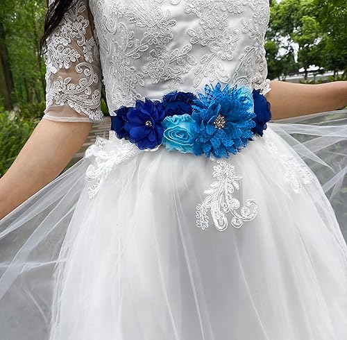 Miniatura 4 de Cinturón de maternidad con flores para baby shower para mamá embarazada con flores