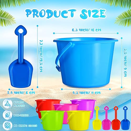 Miniatura 2 de 36 juegos de juguetes de arena de playa a granel, incluye pala de arena con cubo de 6.3 pulgadas, pala de playa, cubos de plástico y cubos para