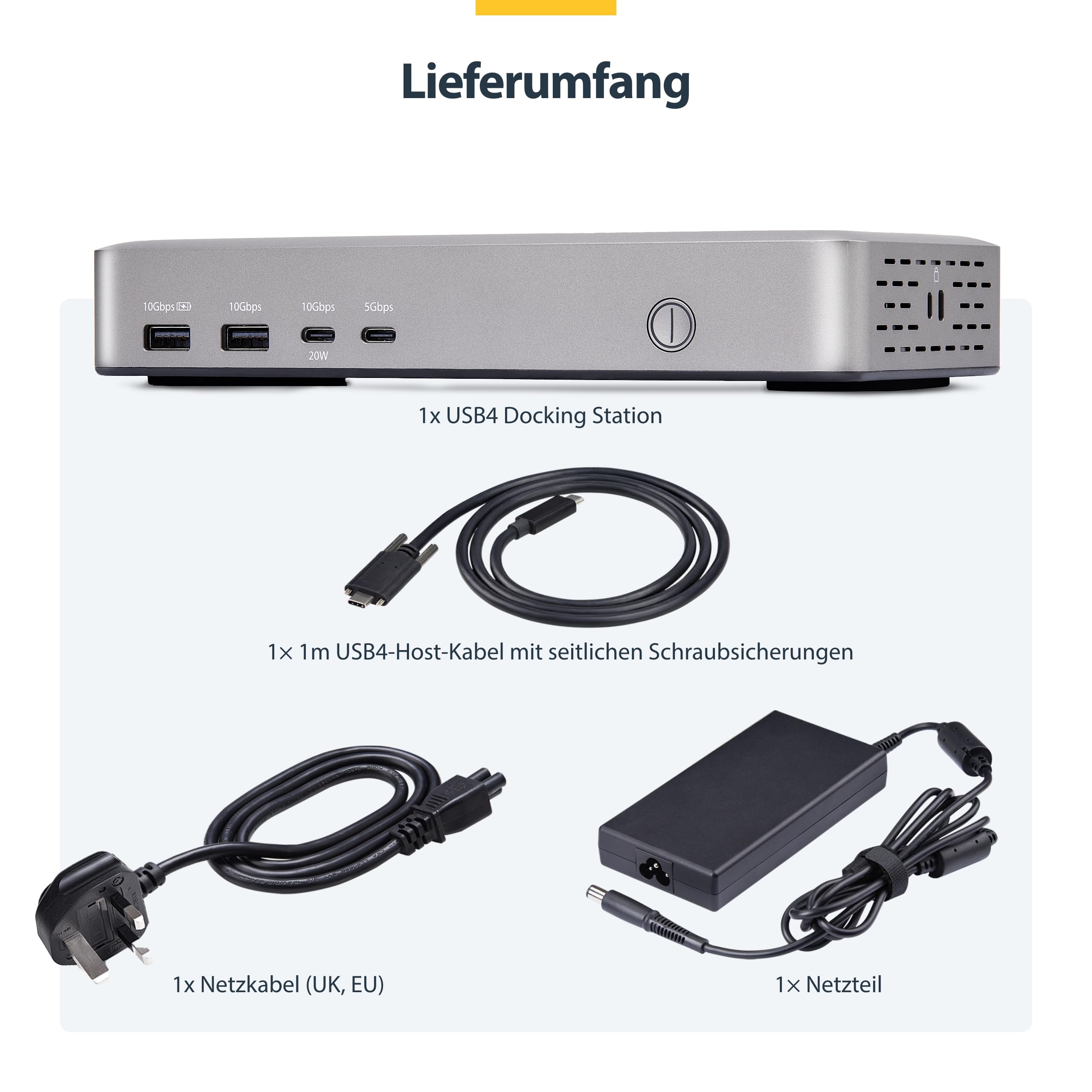 StarTech.com USB4 Docking Station, 40Gbps, 2x HDMI, 2x 4K60Hz/1x 8K60Hz, USB, 2.5GbE, 100W PD, USB-C Laptop Dockingstation | 2x HDMI, 40Gbit/s, USB, 100W, Windows, ChromeOS, PXE-Boot, Wake-on-LAN, Sicherheitsslot