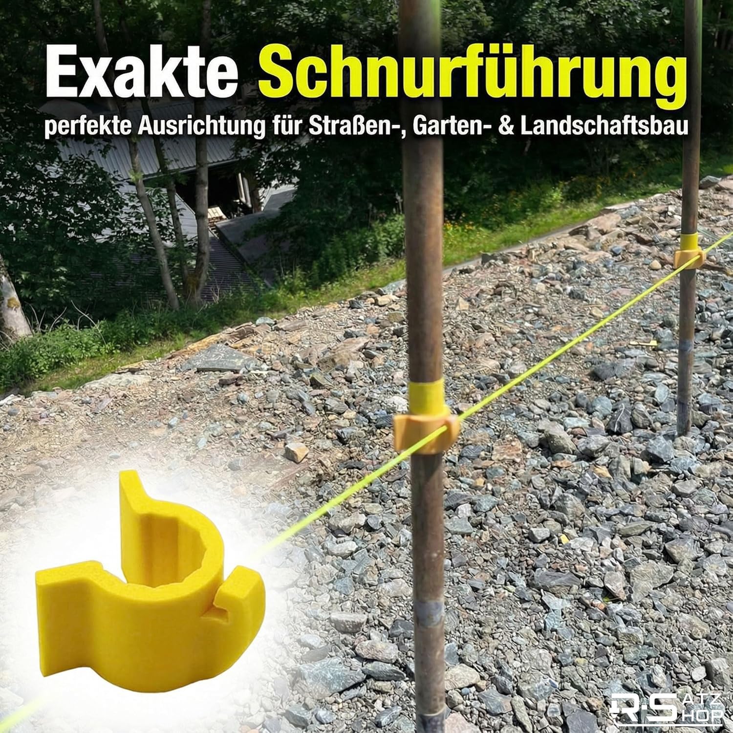 Richtschnurhalter Set (25 Stück) für Schnurpfähle - Seilführung zum Aufstecken - 25/50/100 Stück - Schnurspanner Ideal für Straßen, Garten- und Landschaftsbau - Made by
