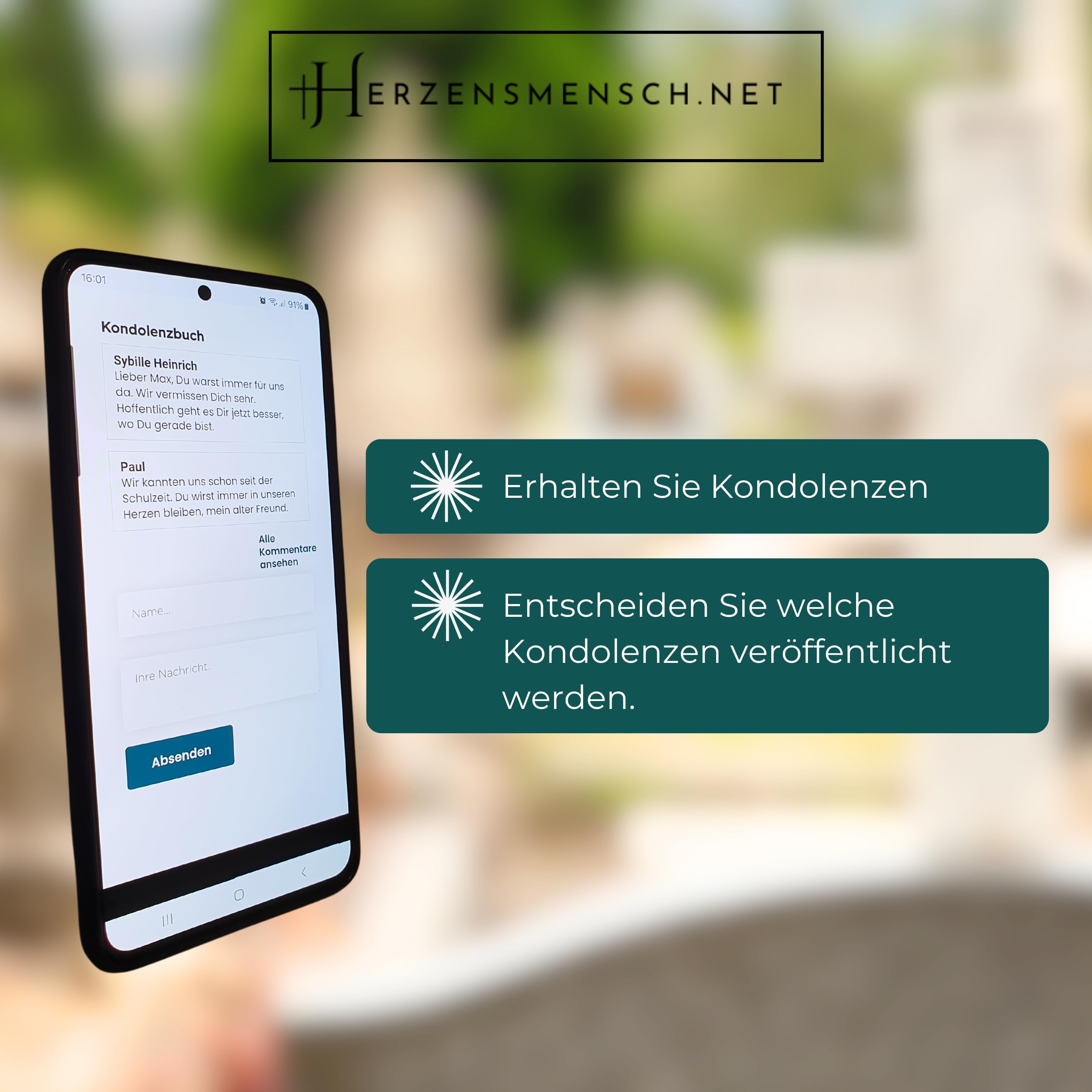 Herzensmensch - Personalisierter QR-Code für Grabsteine – Digitale Gedenkseiten erstellen | Wetterfest & langlebig | Online-Gedenkstätte für Angehörige und Freunde