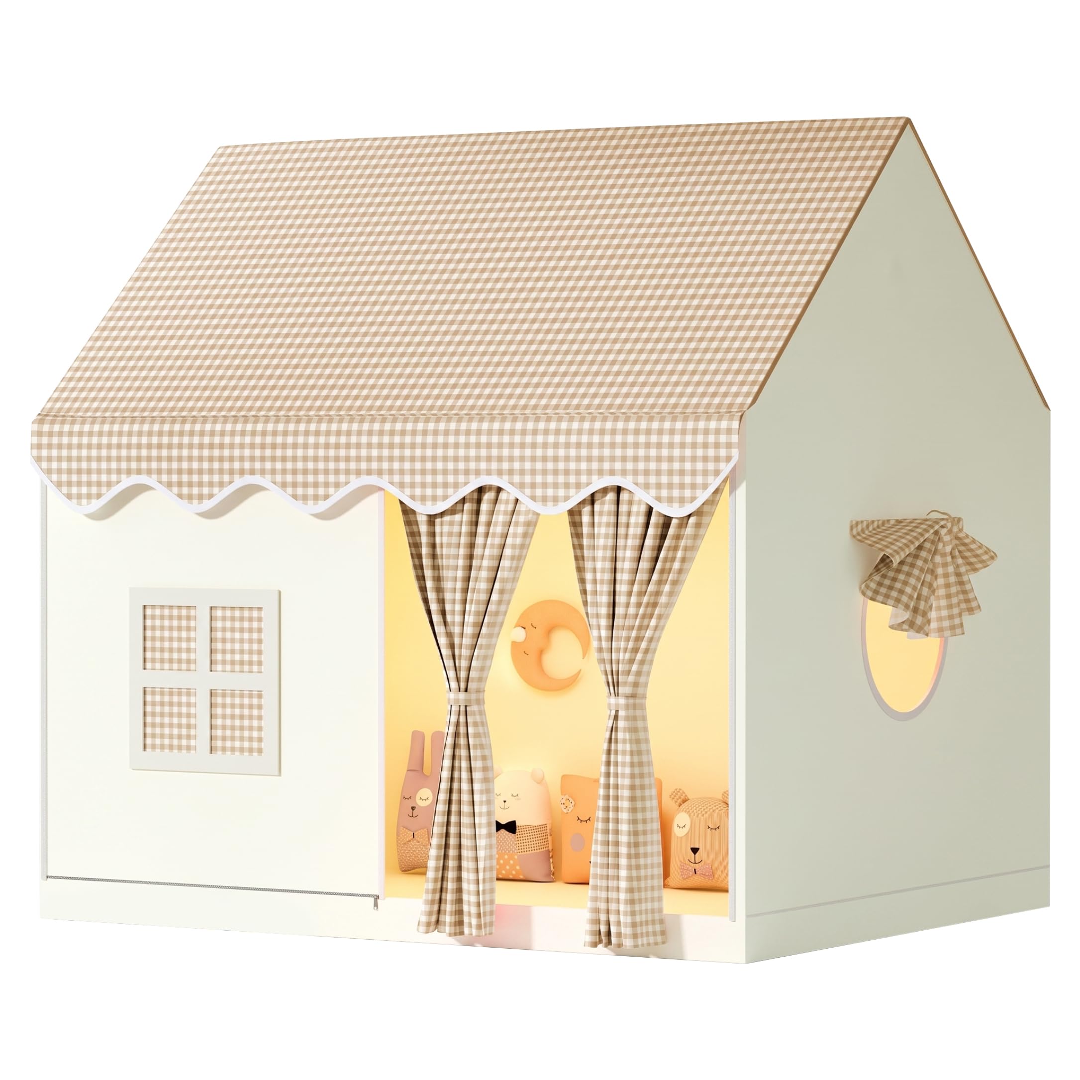 Tenda da gioco per bambini pieghevole per interni con struttura in metallo, kaki
