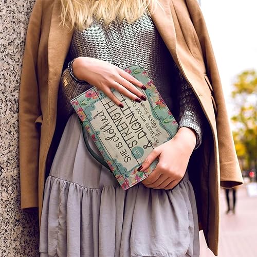 Miniatura 4 de Bolsa de libro de la Biblia de girasol marrón, tamaño M, funda de cuero para mujeres y niñas, funda protectora duradera para la Biblia, bolsa de