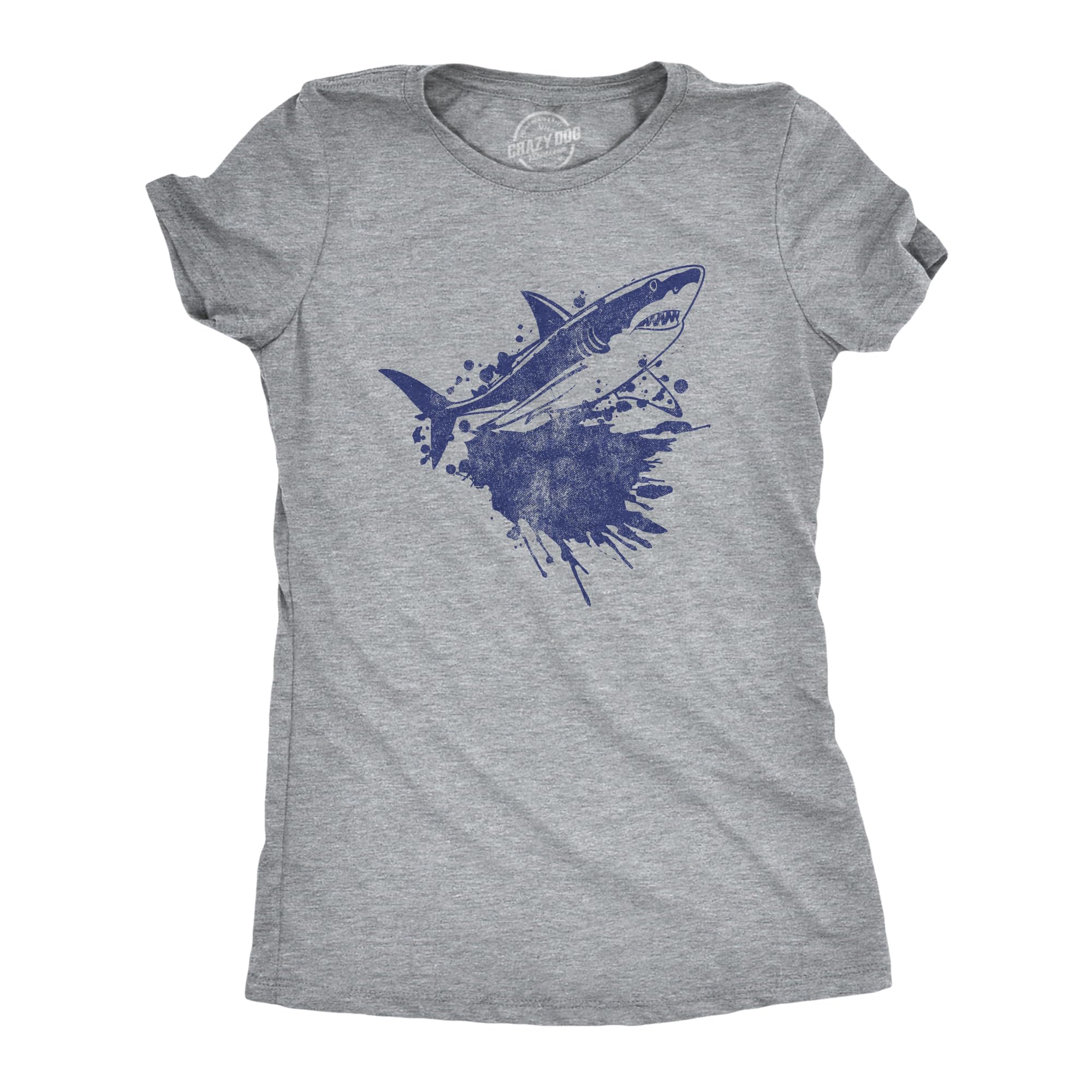 Womens Shark Ink Splatter T Shirt Funny Awesome Shark Week Lovers Tee for Ladies