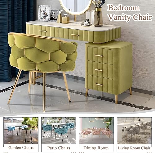 Miniatura 10 de Silla decorativa moderna y cómoda dorada, de terciopelo hecha a mano, sillas decorativas para sala de estar, muebles de dormitorio, sillas de sala