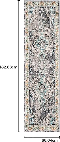 Miniatura 313 de Safavieh Tapete de área grande, colección Monaco, 11 pies x 15 pies, azul marino y celeste, diseño desgastado de medallón, no desprende pelusa