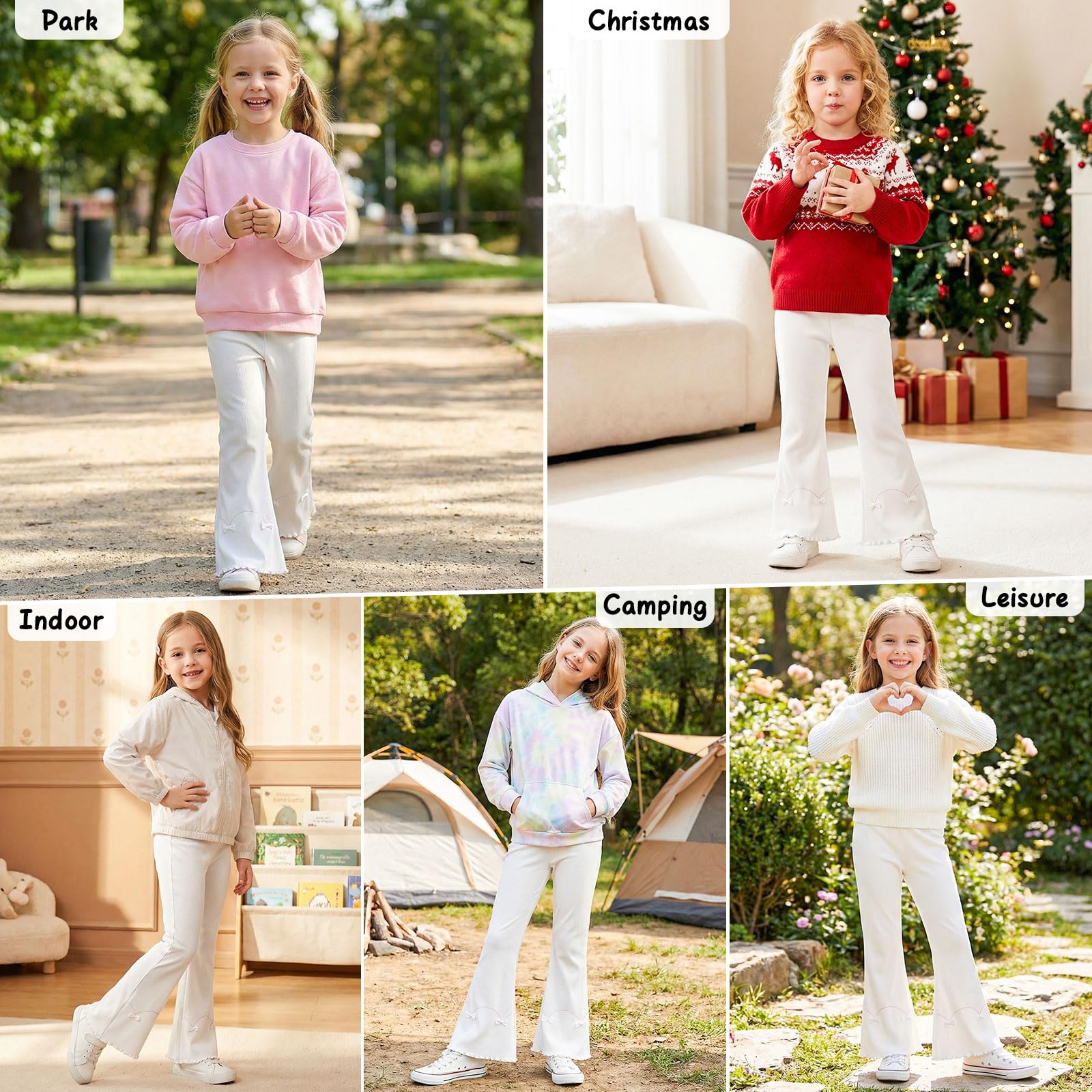 Leggings Acampanados para Niñas Algodón Bootcut Elásticos Pantalones Acampanados Largos Campana Pantalón Cintura Alta Mallas Yoga Ocio Correr Primavera Otoño para Infantiles 3-11 años