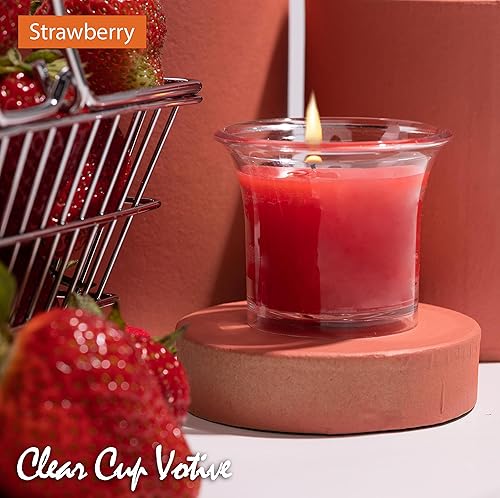 Miniatura 91 de HYOOLA Clear Cup Velas votivas perfumadas – Blanco – 12 horas de tiempo de combustión – Paquete de 4 – Fabricado en Europa Blanco,Amarillo