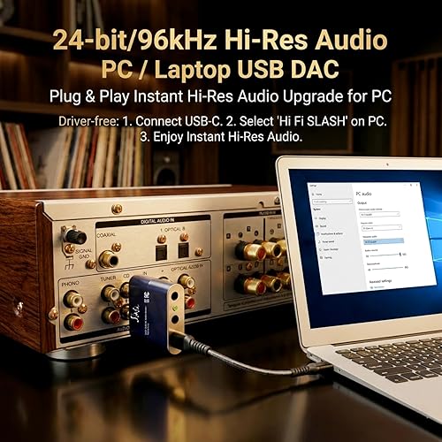 Miniatura 6 de Slash 6 LDAC Bluetooth DAC – aptX Adaptive/HD, USB y salida óptica, audio de alta resolución, amplificador de auriculares, adaptador inalámbrico