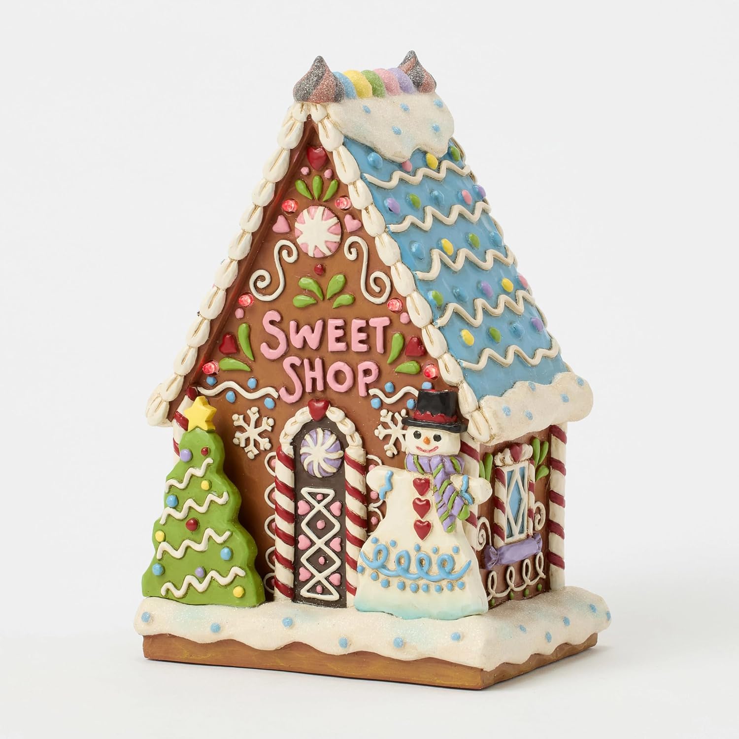 Enesco Jim Shore Heartwood Creek Gingerbread Christmas Sweet Shop Lit Figurine, 6.5 Inch, Multicolor