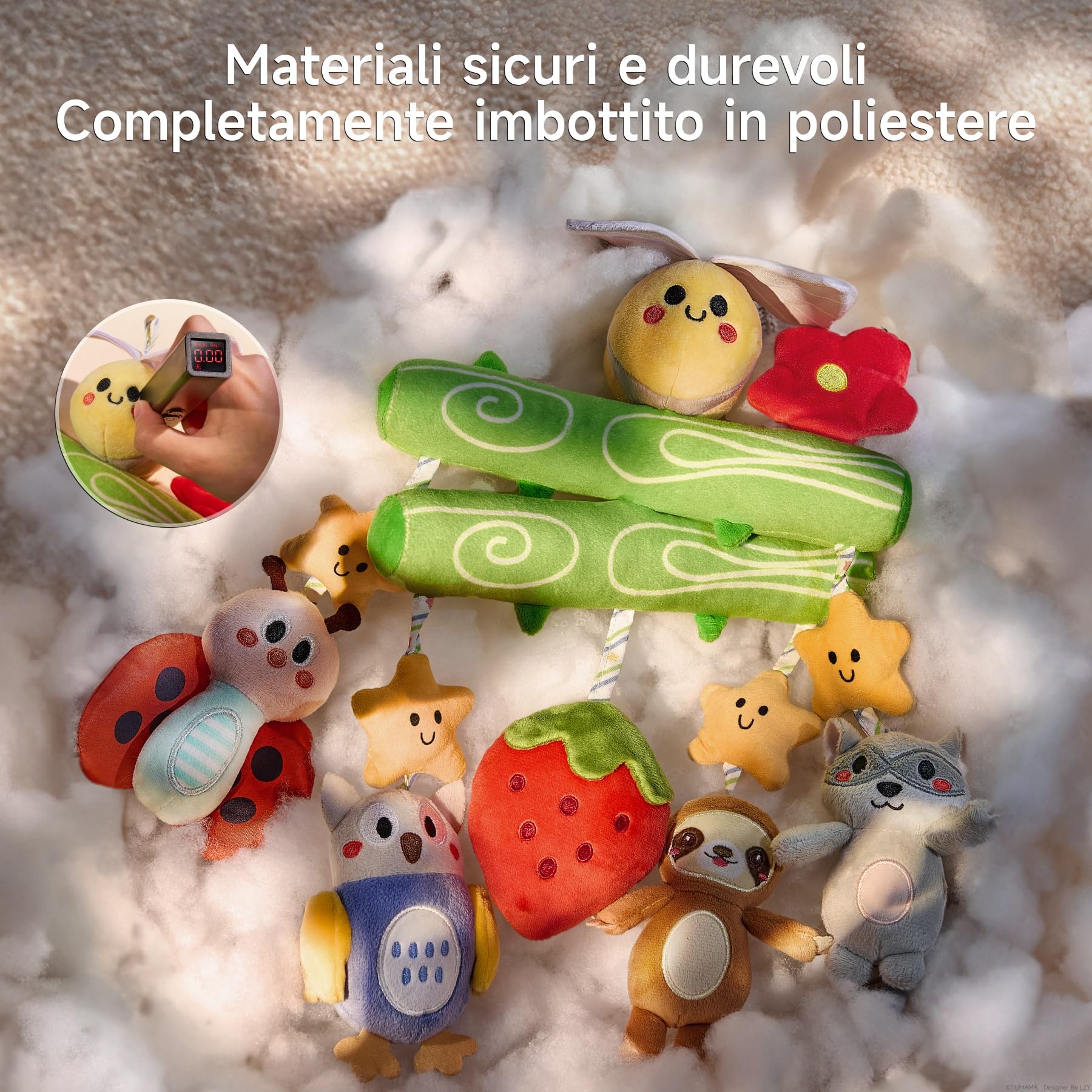 TUMAMA KIDS Giocattoli per Bambini 0 3 6 Mesi, Peluche ape Sonaglio Neonato con cigolii, grilli, Regalo Neonato Sensoriale Carillon per Neonati Passeggino Palestra Culla Giocattolo Appendere Attività