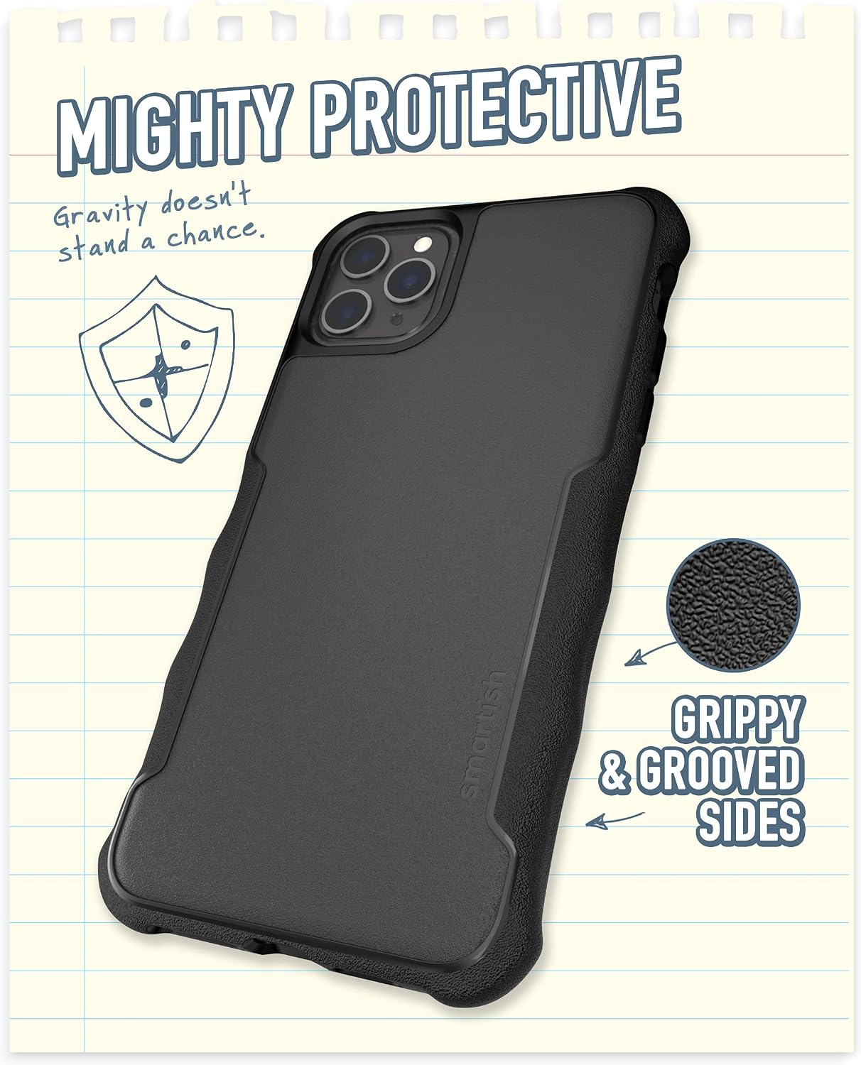 Smartish iPhone 11 Pro Max Armor Case - Gripzilla [Rugged + Protective] Slim Tough Grip Cover - Black Tie Affair