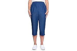 Alfred Dunner Women's All Around Elastic Waist Denim Missy Capris