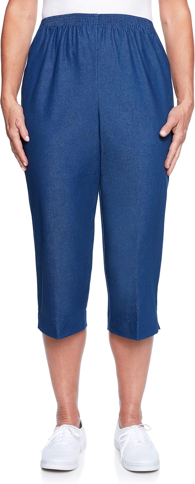 Alfred Dunner Women's All Around Elastic Waist Denim Missy Capris Pants Jeans