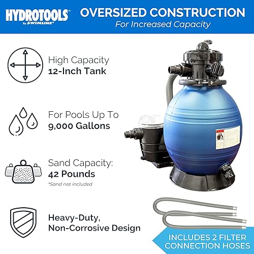 Miniatura 3 de Swimline 71233 - Filtro de arena combo de12pulgadas, diseño de prefiltro con trampa para los desechos