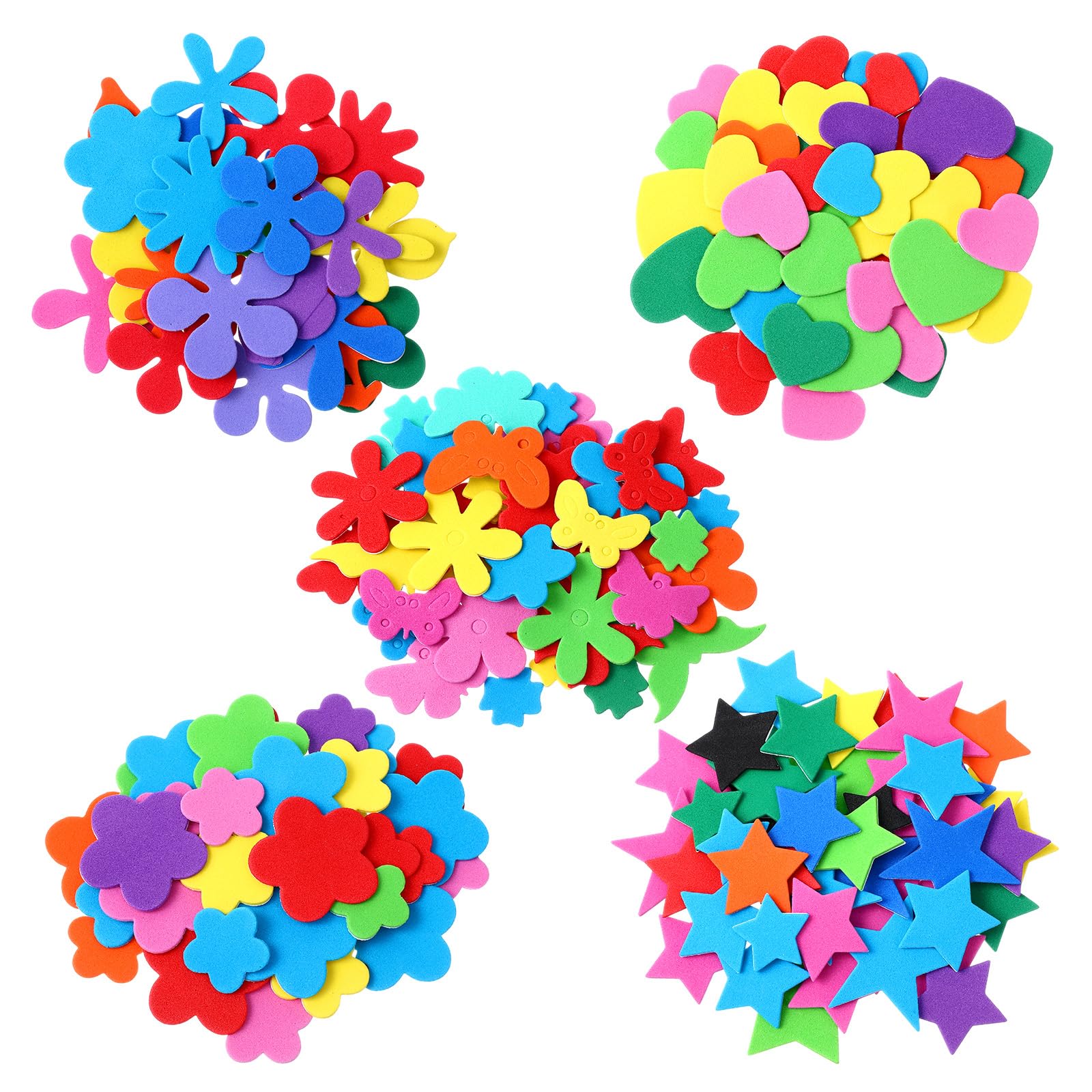 200 Pcs Foam Stickers Geometric Flower Shape Stickers Self Adhesive Craft Sticker Assorted Colors Mini DIY Foam Sticker for Kids Art Craft Supplies Program Scrapbooking Party Decoration Card Making