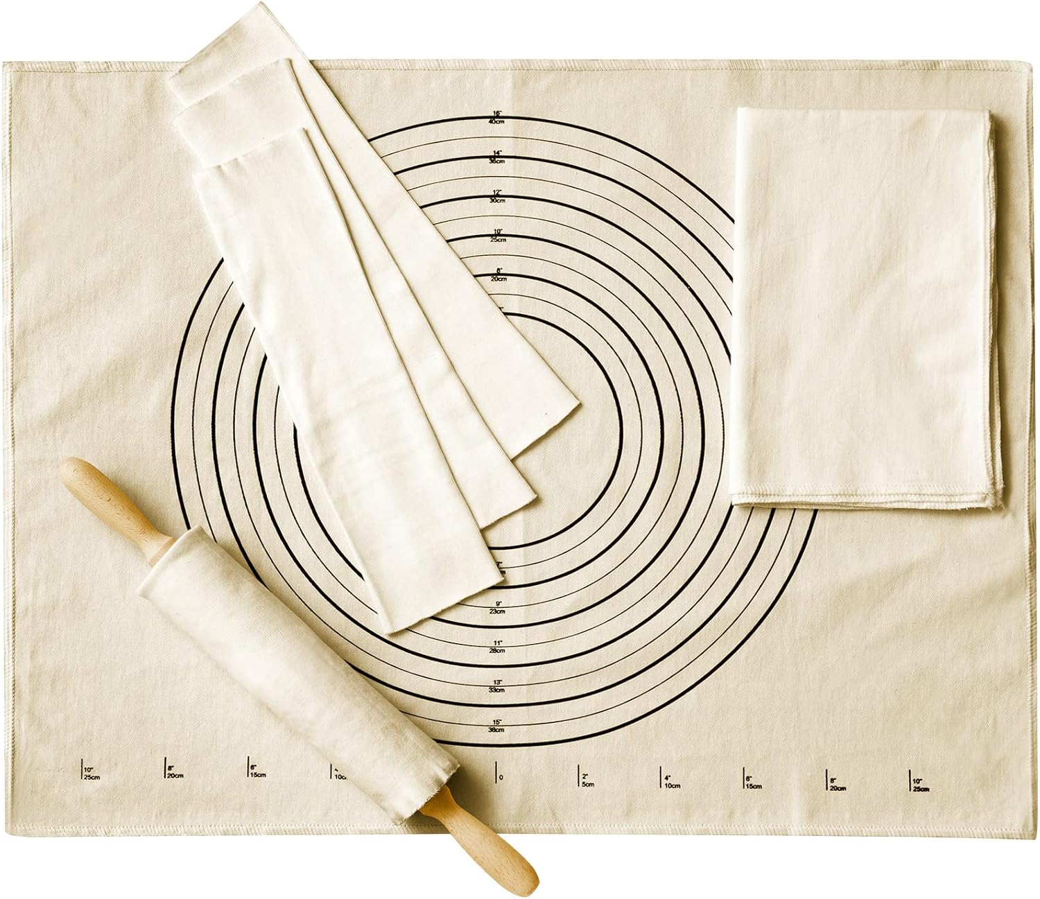 6 Pcs Pastry Cloth and Rolling Pin Cover Set Includes 2 Pcs