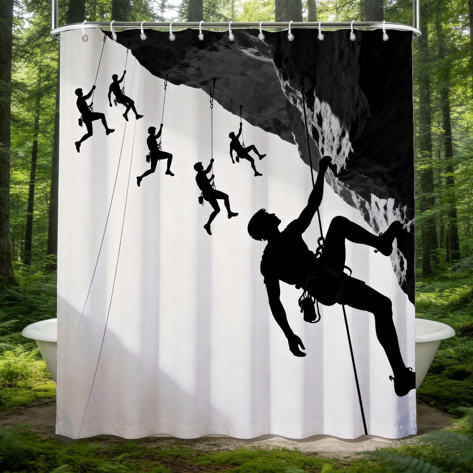 Hongduo 3D Climbing Shower Curtain for Stalls Bathtubs Minimalistic Bathroom Decor Shower Curtain Set Polyester Fabric Waterproof 120x180cm/48X71 Inch with Hooks
