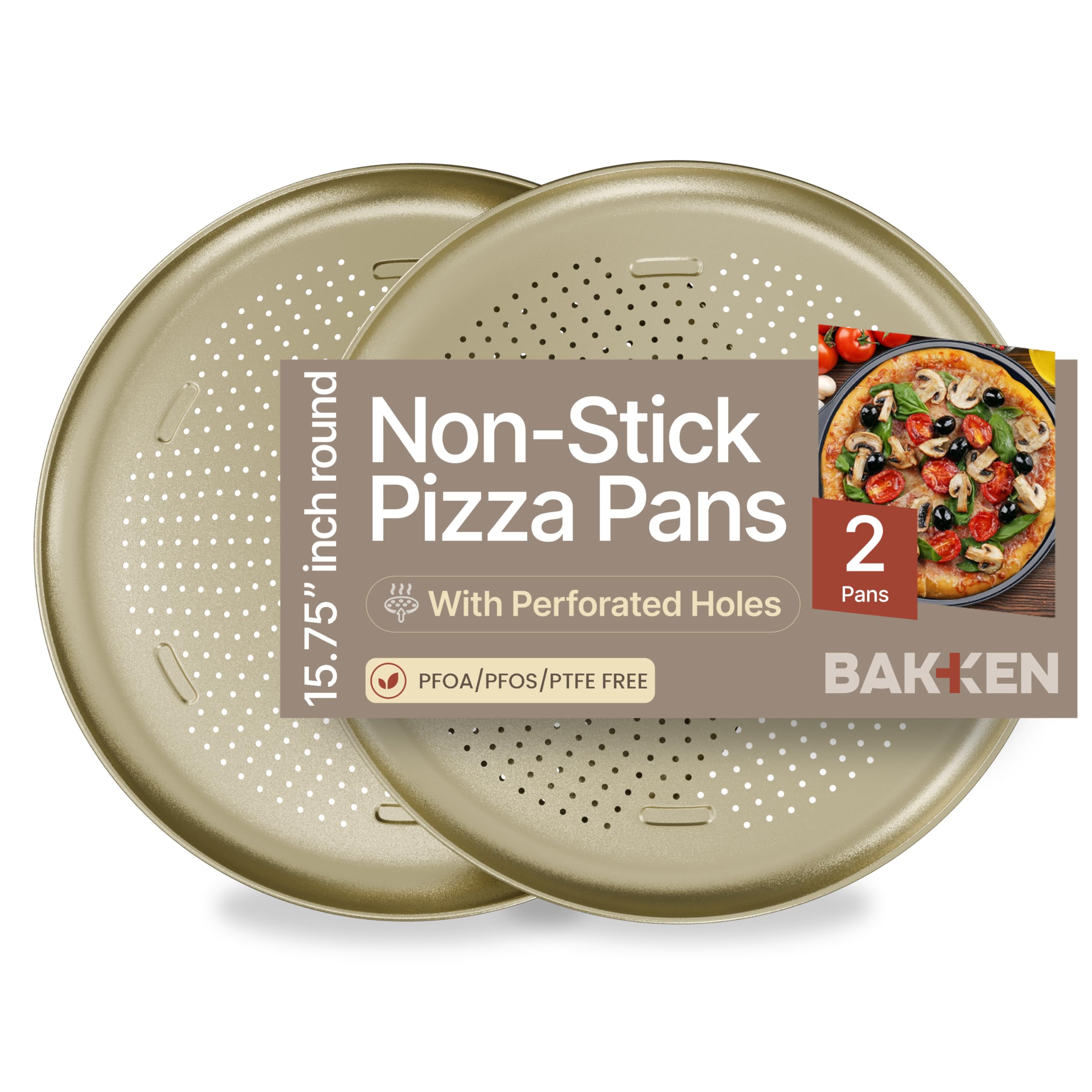 Bakken 16 Inch Non-Stick Pizza Pan 2 Pack