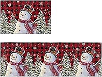 Vista 7 de Alfombras de cocina de Navidad, absorbentes, antideslizantes, para piso, muñeco de nieve, rojo y negro, a cuadros, alfombras y tapetes pequeños
