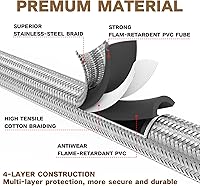Vista 4 de Extensión de manguera de propano trenzada de alta presión mejorada de 6 pies con acoplamiento de conversión de abocinado de 3/8" a NPT hembra