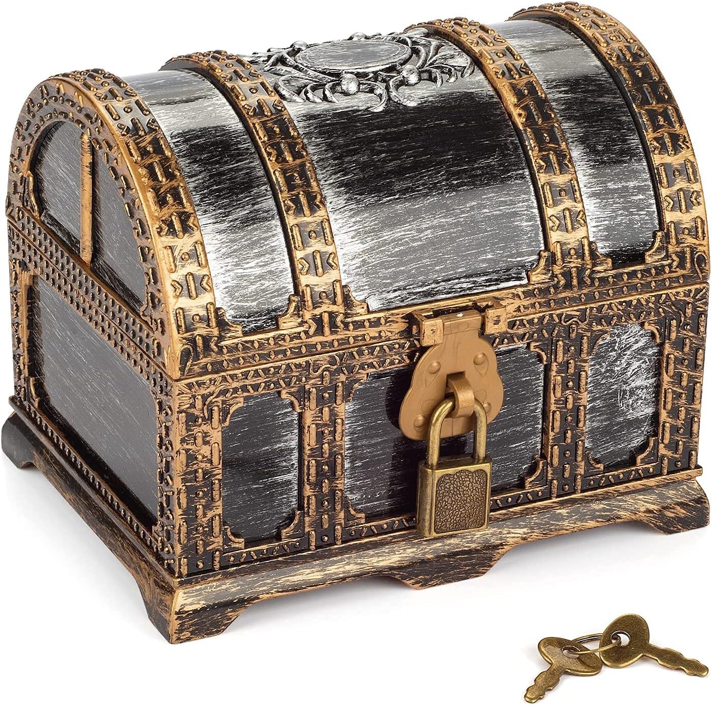 Kids Pirate Treasure Chest Plastic Pirate Vintage Treasure Box, Mini