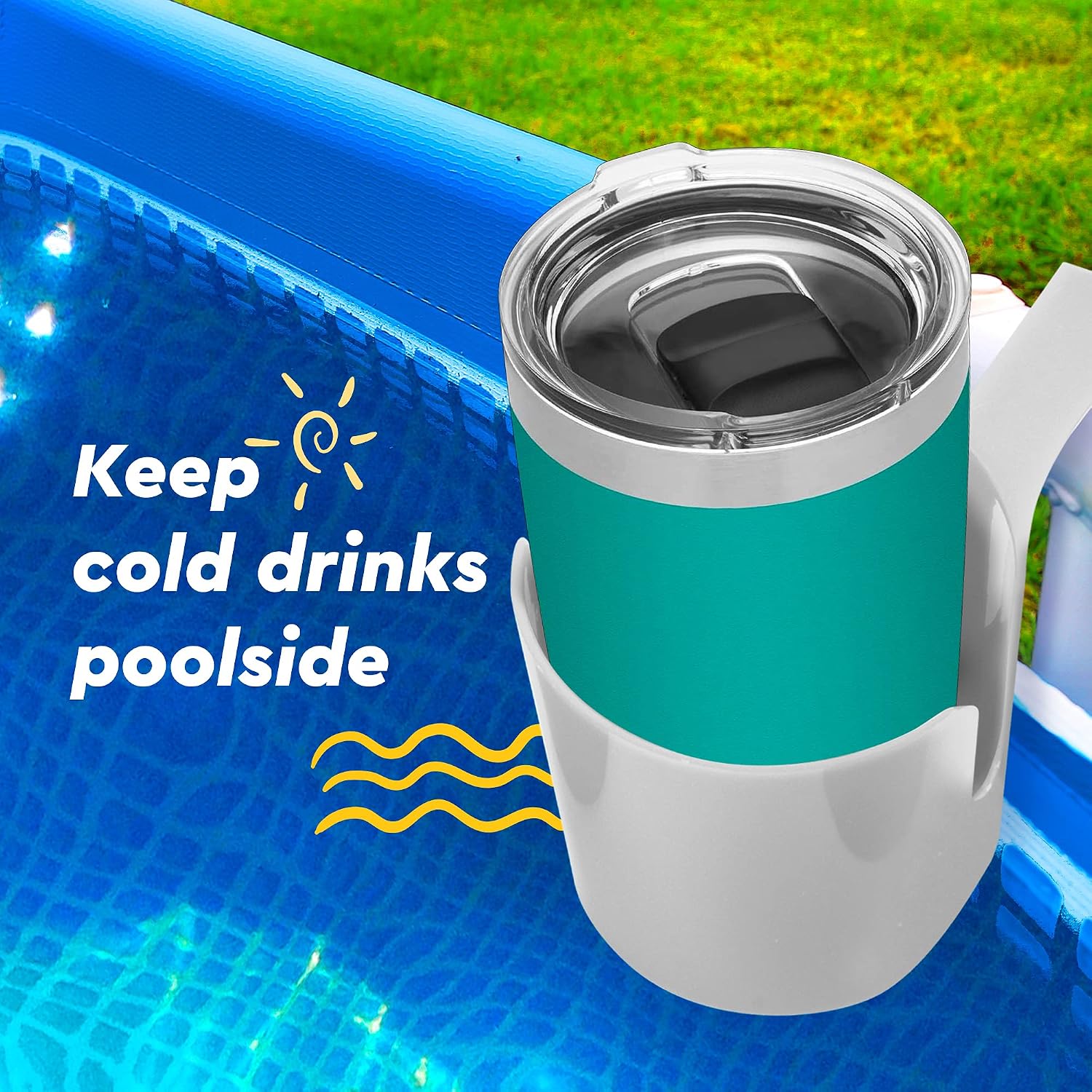 [Multi Color 6 Pack] Poolside Cup Holder for Refreshing Drinks - Above Ground Pool Cup Holder fits Most Pools - No Spills Sturdy Pool Drink Holder Accessories - Pool Drink Holder - Pool Cup Holder