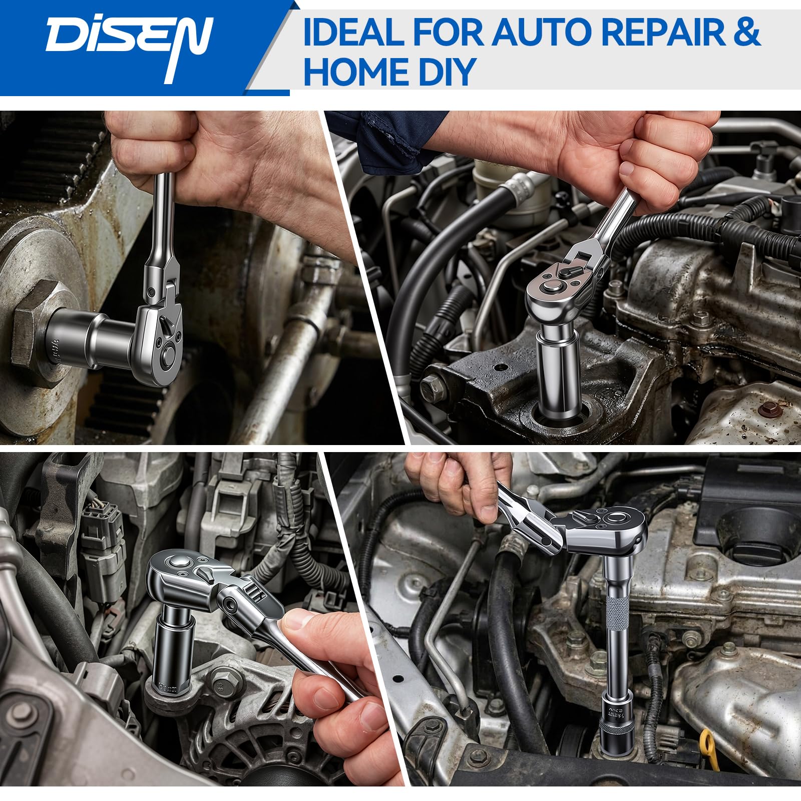 DISEN Flex-Head Ratchet Wrench Set - 3 Piece -7 DISEN Flex-Head Ratchet Wrench Set - 3 Piece -7
